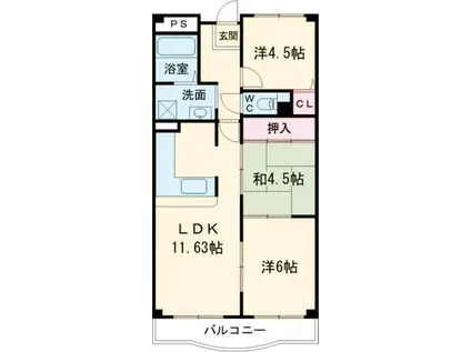 グランドール(3LDK/2階)の間取り写真