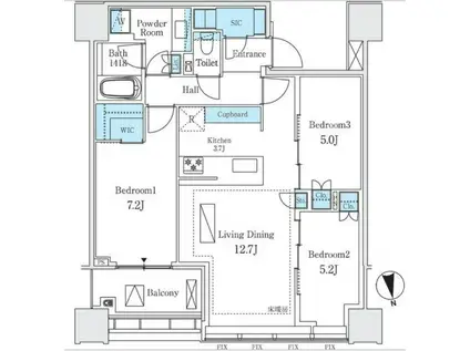 SHIROKANE THE SKY(3LDK/30階)の間取り写真