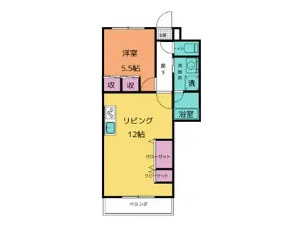 ライオンズマンション静岡馬渕(1LDK/1階)の間取り写真