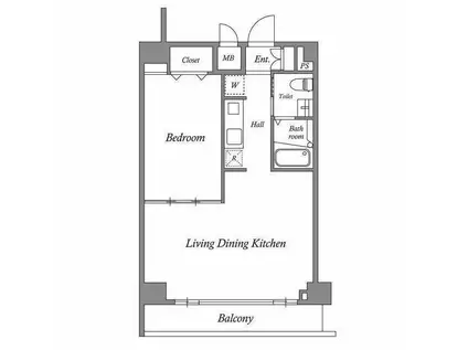 ルクレ西新宿(1LDK/14階)の間取り写真