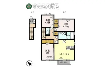 フォレスト竜美丘(3LDK/2階)の間取り写真