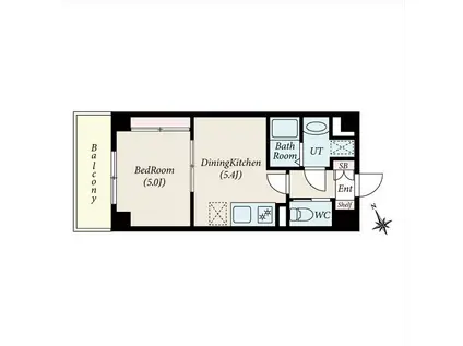 グローリオシェルト新宿山吹町(1DK/3階)の間取り写真