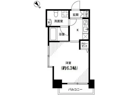 プレール目黒リバーサイド(1K/3階)の間取り写真