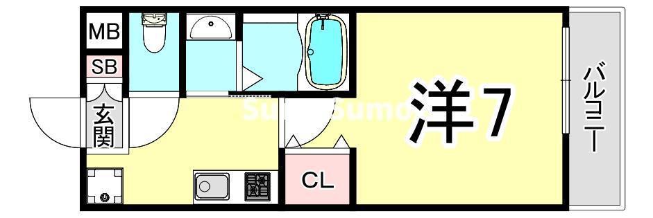 AILE南塚口V(1K/1階)の間取り写真