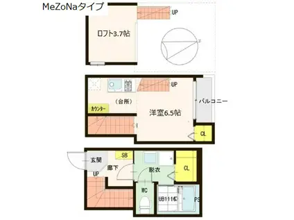 ハーモニーテラス河原町III(1K/1階)の間取り写真