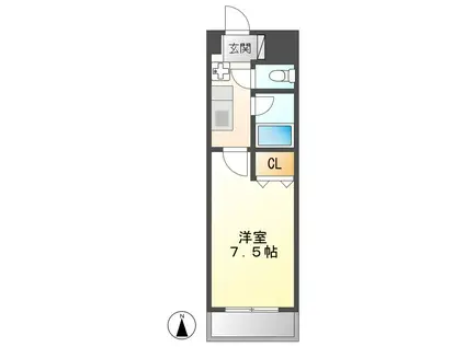 ハピネス公園前(1K/4階)の間取り写真