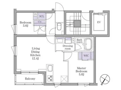 イプセ白金(2LDK/3階)の間取り写真