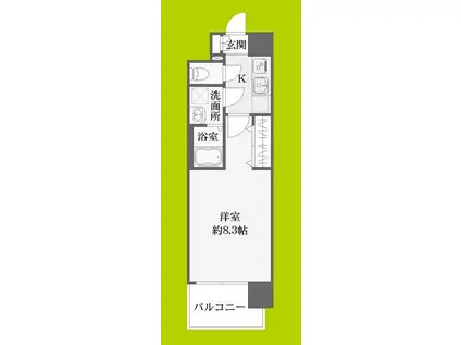 リヴェント玉造(1K/9階)の間取り写真