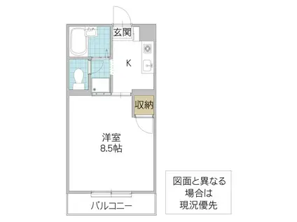 ウエスト HEIGHTS(1K/2階)の間取り写真