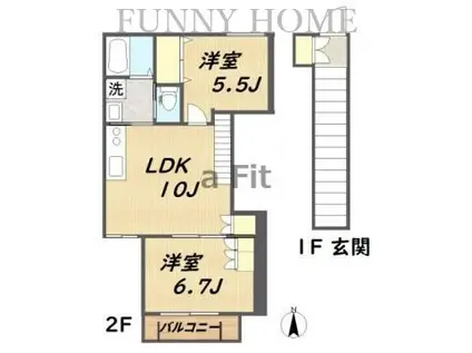 フォレスタ イルミチェッタ(2LDK/2階)の間取り写真