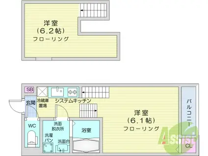 ハーモニーテラスマハロ(1K/2階)の間取り写真