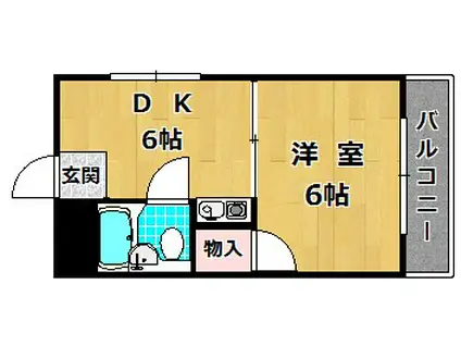 川原ビル(1DK/4階)の間取り写真