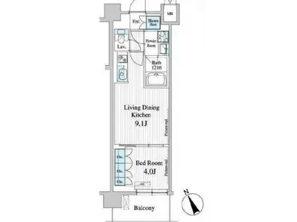 プレノ清澄庭園(1DK/4階)の間取り写真