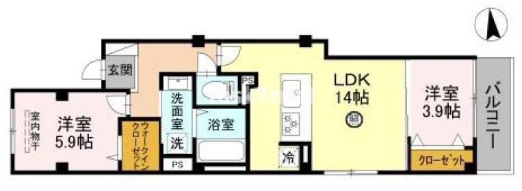 ソレイユ上汐(2LDK/2階)の間取り写真