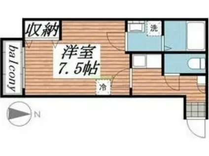 クレフラスト愛宕橋B(1K/2階)の間取り写真