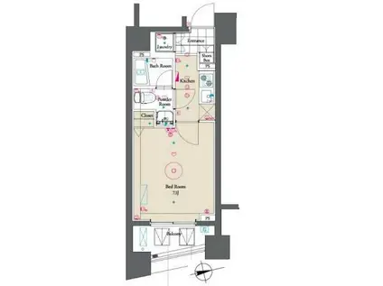 グラントゥルース練馬II(1K/3階)の間取り写真