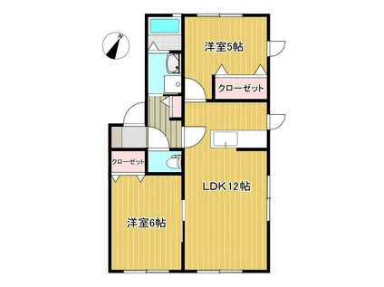 フォンテーヌB(2LDK/1階)の間取り写真