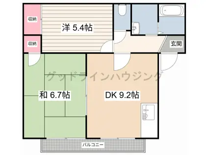 フレグランス 滝野 C(2DK/1階)の間取り写真