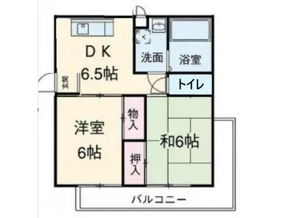 ハイツキタムラ(2DK/2階)の間取り写真