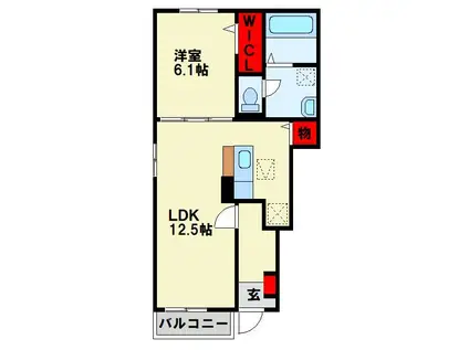 フェリーチェ猪熊(1LDK/1階)の間取り写真