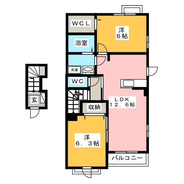 アルベンシス II(2LDK/2階)の間取り写真