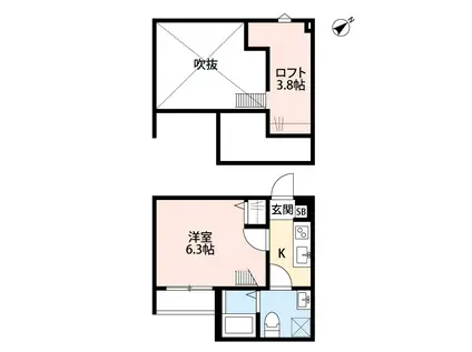 ソフィッタ大宮(1K/1階)の間取り写真