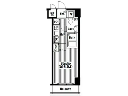 グランド・ガーラ芝公園(1K/7階)の間取り写真