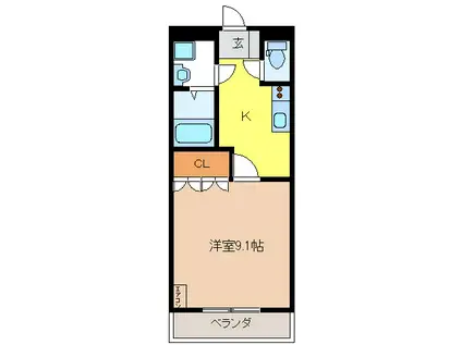 アシューレ(1K/1階)の間取り写真