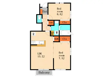 パルフェ武蔵野(2LDK/1階)の間取り写真