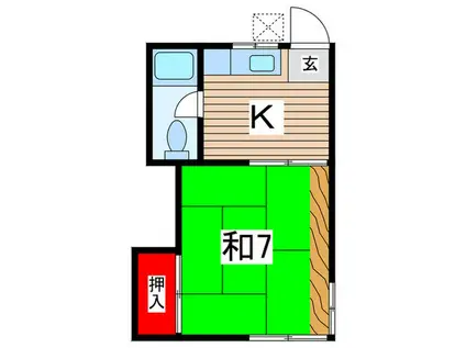 けやきハウス(1K/2階)の間取り写真