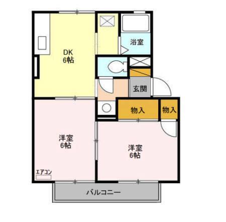 パークアベニューA棟(2DK/2階)の間取り写真