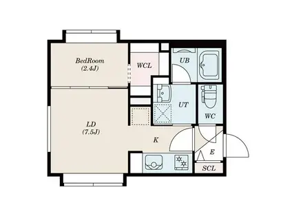 地下鉄東西線 南郷７丁目駅 徒歩5分 4階建 築3年(1DK/1階)の間取り写真