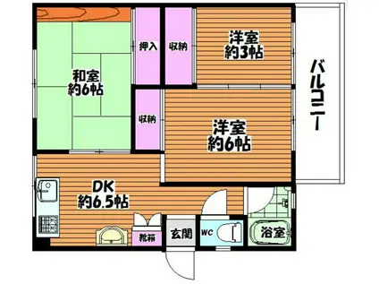 A-1マンション(3DK/1階)の間取り写真