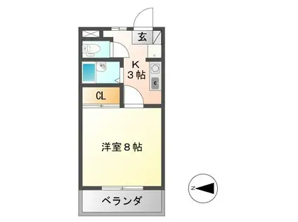 ハイネス21(1K/1階)の間取り写真