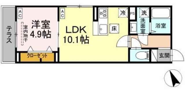セレスティア鷺宮(1LDK/1階)の間取り写真