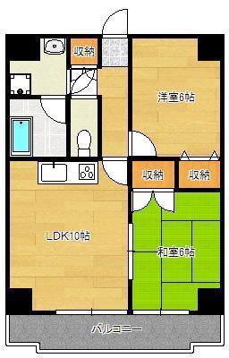 守恒センタービル(2LDK/2階)の間取り写真