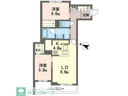 セントリビエ南平(2LDK/1階)の間取り写真