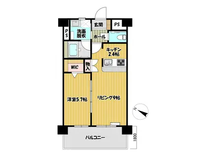 クレアレーヴ下関(1LDK/3階)の間取り写真