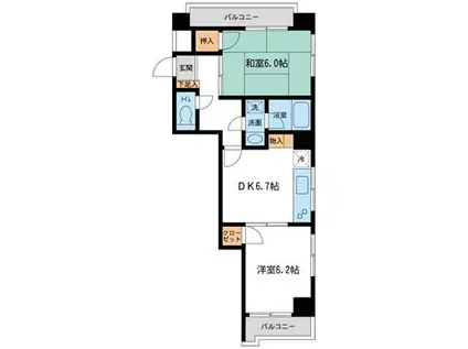 王子ハイツ(2DK/11階)の間取り写真