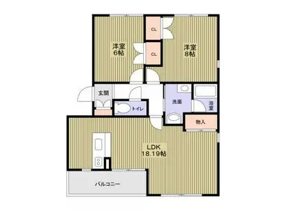 ヴェルデ見沼台(2LDK/2階)の間取り写真