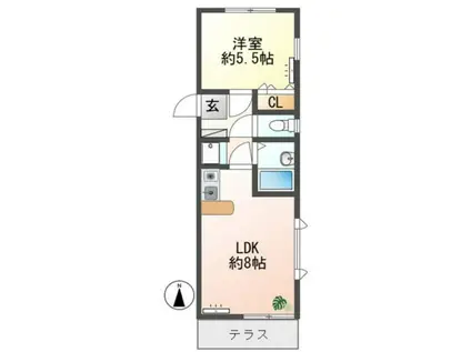 クレストヒルズ久が原駅前(1LDK/1階)の間取り写真