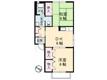 ツインピアB棟(2DK/2階)の間取り写真