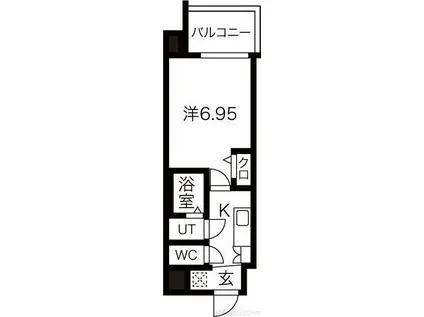 ロイス茨木奈良町(1K/4階)の間取り写真