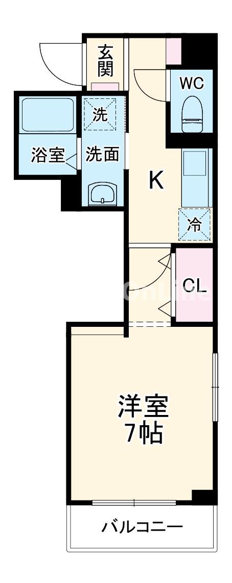 NICEWELL 鴻池(1K/1階)の間取り写真