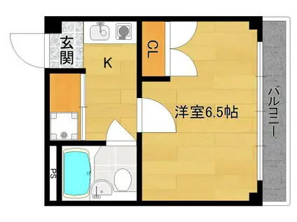 ハイツチェリー西七条(1K/3階)の間取り写真