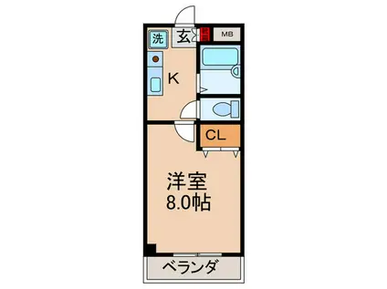 ガメラ1号館(1K/2階)の間取り写真