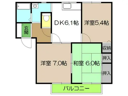 YS21 C棟(3DK/2階)の間取り写真