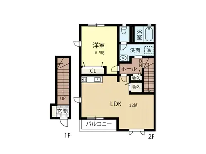 プラージュ I(1LDK/2階)の間取り写真