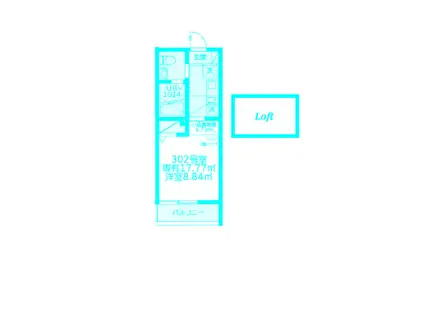 モンステラ渡田(1K/3階)の間取り写真