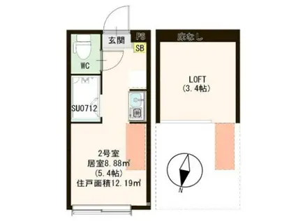 ミノリオ新小岩(ワンルーム/2階)の間取り写真